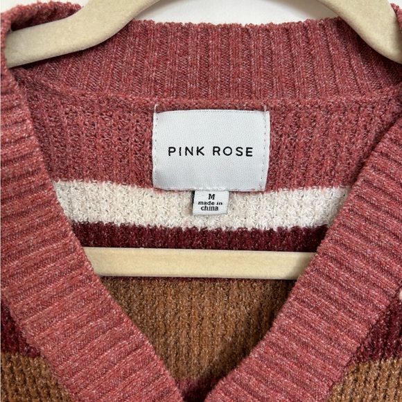 Pink & Brown Striped Crop Sweater - Picture 3 of 3
